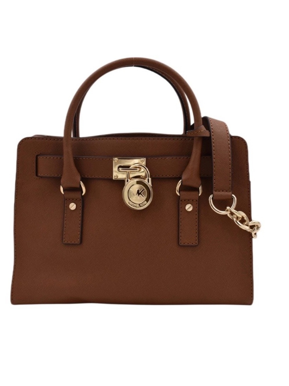 Michael Kors Brown Saffiano Satchel with Gold Hardware - Picture 1 of 13